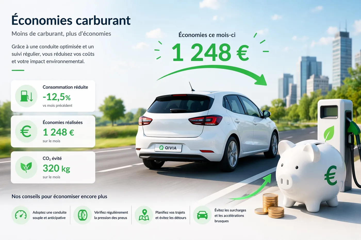 Économies réalisées sur le carburant avec Qivia