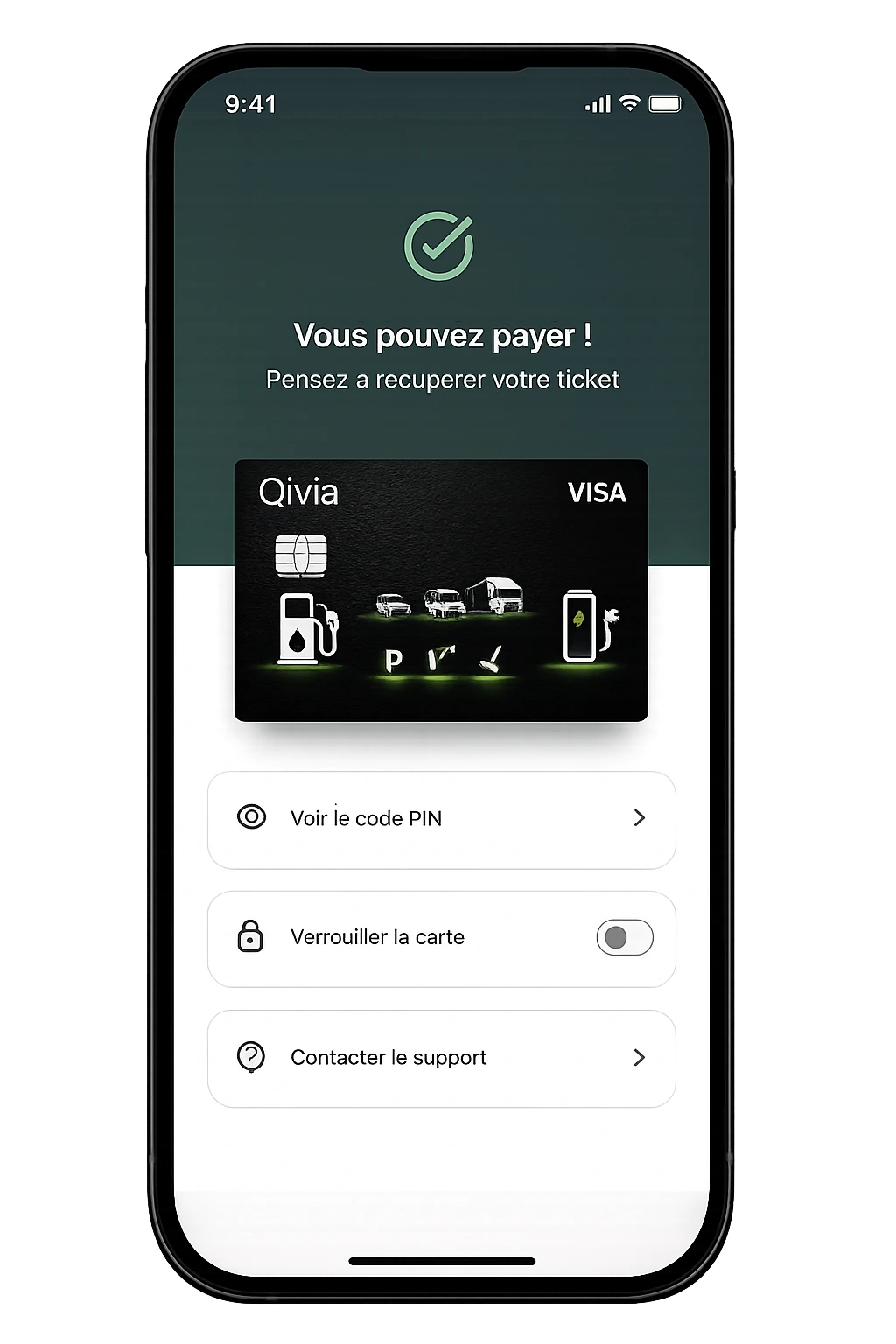 Interface mobile Qivia : parcours conducteur